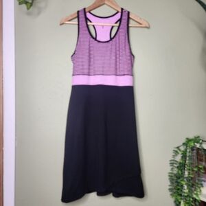 Title Nine Racerback Colorblock Stripe Dress Black Pink Purple Size M Athletic